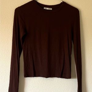 Brown long sleeve tee shirt from Zara in size medium.